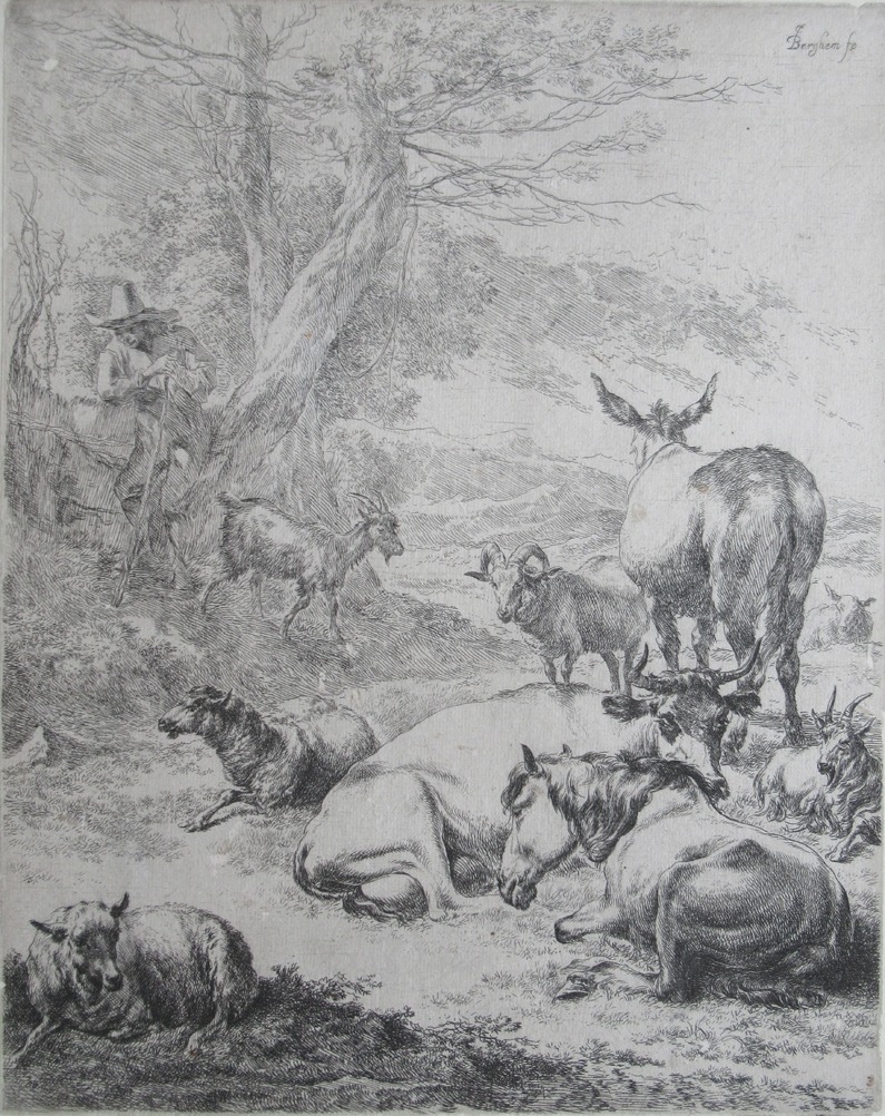 Two travellers by a stream in a wood