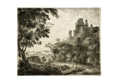 John Clerk of Eldin Castle on a Hill with Distant Town I 85 x 101 mm