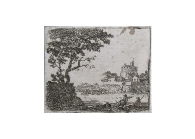 John Clerk of Eldin Landscape With Loch And Tower 26 x 31 mm