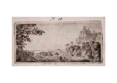 John Clerk of Eldin Castle on a Hill with Distant Town II 59 x 130 mm