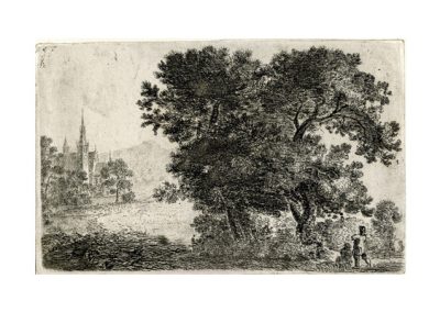 John Clerk of Eldin Trees with Distant Church 90 x 141 mm