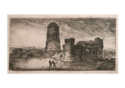 John Clerk of Eldin Tower at Pembroke Castle 78 x 158 mm