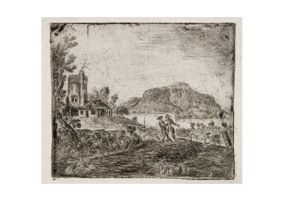 John Clerk of Eldin Landscape with Two Men Conversing 87 x 107 mm