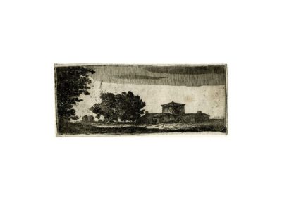 John Clerk of Eldin Trees with Low Building 34 x 77 mm