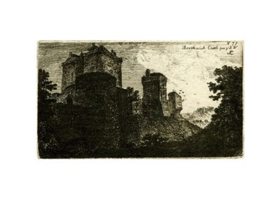 John Clerk of Eldin Borthwick Castle from the South West 58 x 97 mm