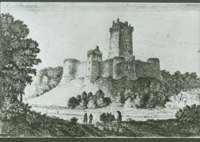 Borthwick Castle from the East an etching by John Clerk of Eldin