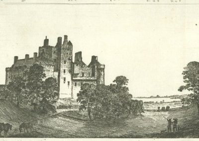 Craigmillar Castle from the South West an etching by John Clerk of Eldin